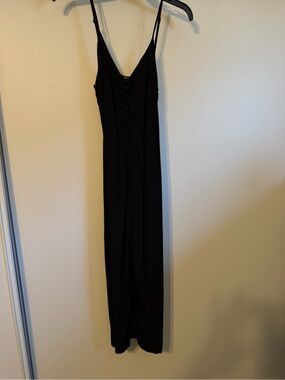 Forever 21 Black Button-Front Maxi Slip Dress classy dressy brunch dress